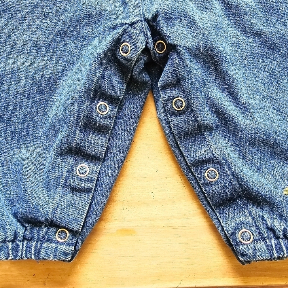 Vintage Cherokee Baby Floral Embroidered Boiler Denim Jumpsuit - Picture 5 of 12